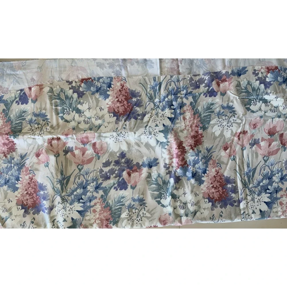 Vtg 1987 House 'N Home Pink Purple Teal Floral Drapery Fabric 54